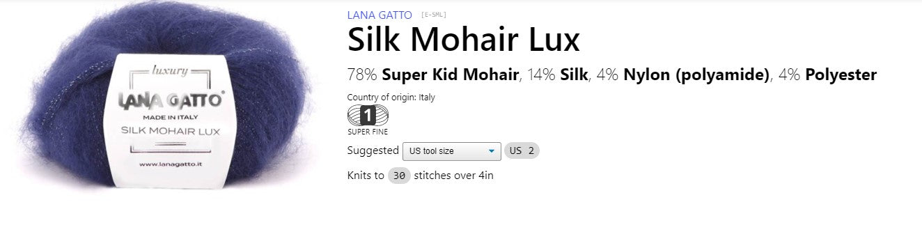 LANA GATTO SILK MOHAIR LUX YARN